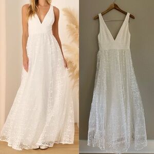 NWOT Sweetest Beloved White Mesh Embroidered Sleeveless Maxi Dress